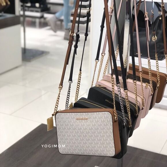 BUNDLE MICHAEL KORS Jet Set Large Vanilla MK Logo East West Xbody Phone Wallet - Picture 7 of 15